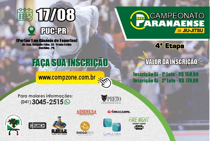 4° etapa do campeonato Paranaense de Jiu Jitsu Brasileiro 2025 - Pré Mirim a Master 